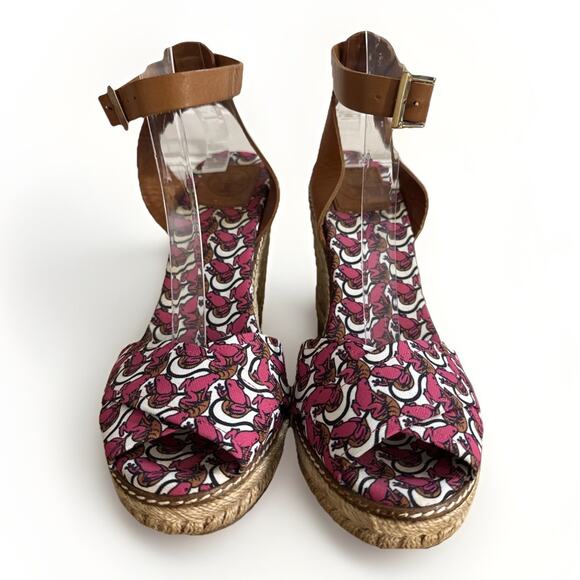 Tory Burch  Size 10 Women's Pink LillyPad Straps Espadrille Wedge Sandals - Picture 4 of 8